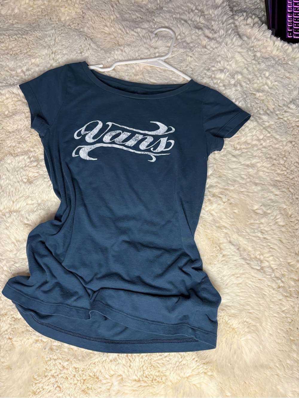 Vans Women's Short Sleeve Tee - Dark Blue with White Logo